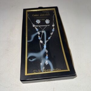 NIP Cubic Zirconia Making Girls Sparkle 1976 Necklace Earrings Crystal Faux Opal